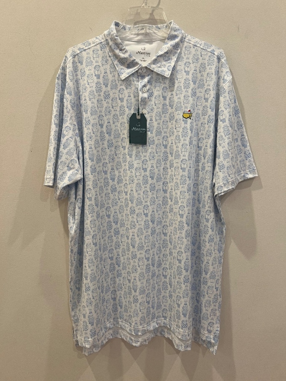 2026 Masters Gnome Print Polo Mens XXL 2XL Masters Tech Light Blue Golf NEW